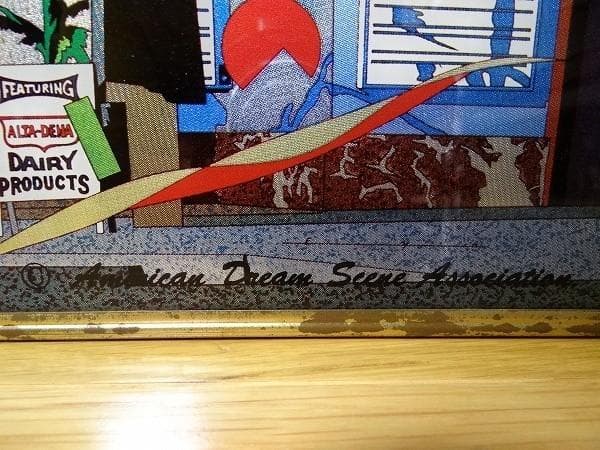 80年代 ビンテージ オールドアメリカ 鈴木英人 旧車 パブミラー 鏡 当時物