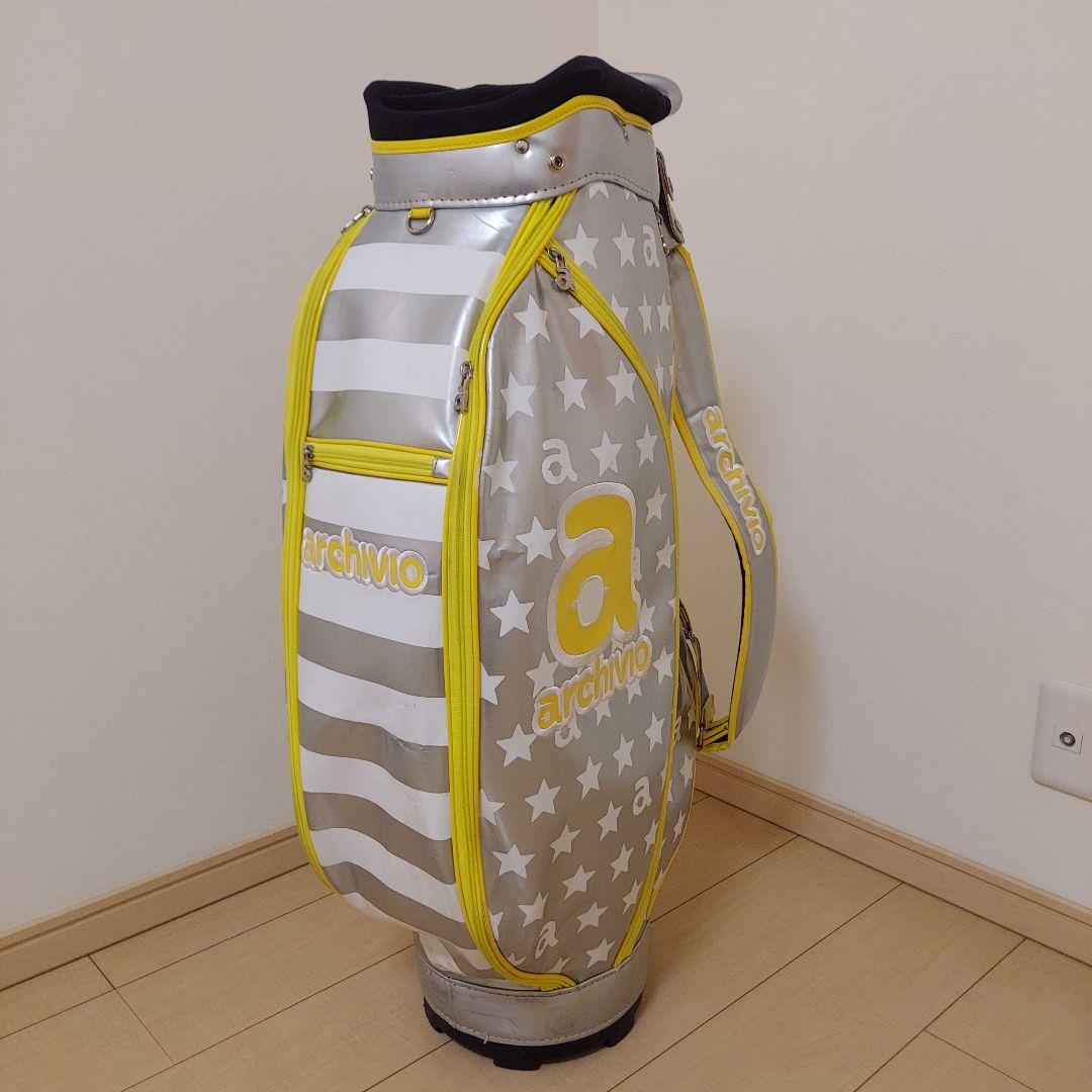ARCHIVIO アルチビオ キャディバック シルバー/イエロー★ヘッドカバー付