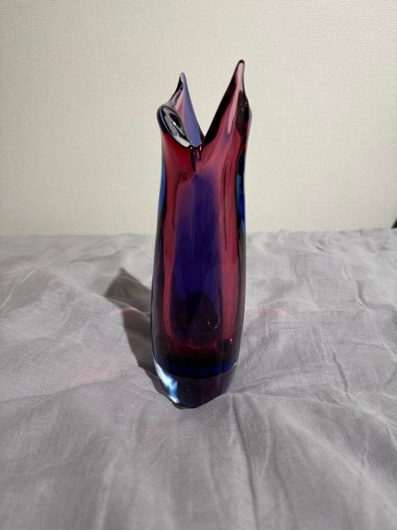 ヴェネツィアンガラス ムラーノガラス 花瓶 ローズ&ブルー