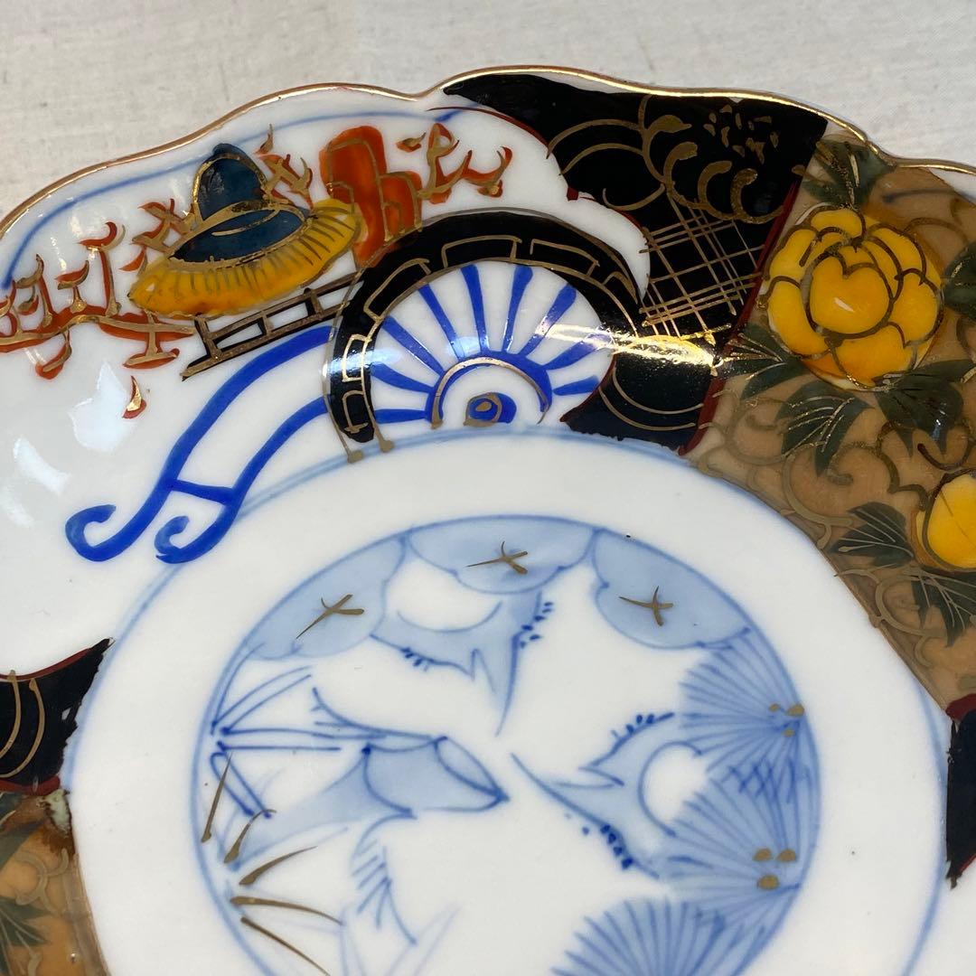 大聖寺伊万里　伊万里　古伊万里　なます皿　色絵　金襴手　松竹梅　花の図　2客