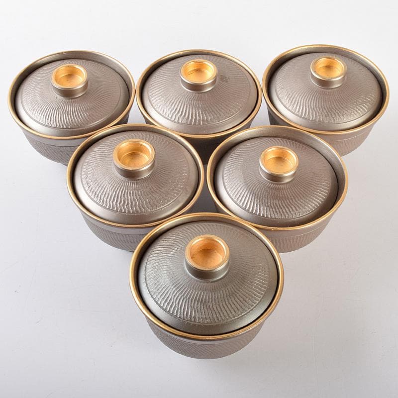 煎茶道具　萬古焼　森伊呂久作　すすり茶碗　蓋茶碗　六客　共箱　M　R5145B