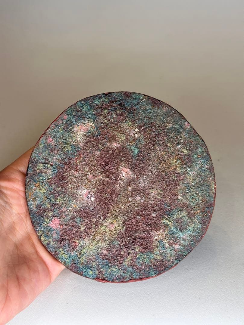 明時代　彩絵人物銅鏡 時代物 民俗装飾