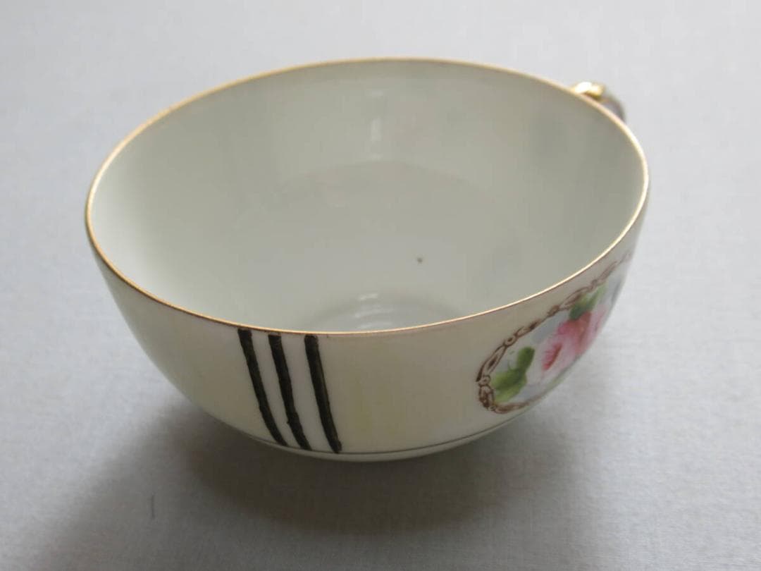 ◆美品 大正後期 定価4万！オールドノリタケ 金彩金盛 薔薇 カップ＆プレート