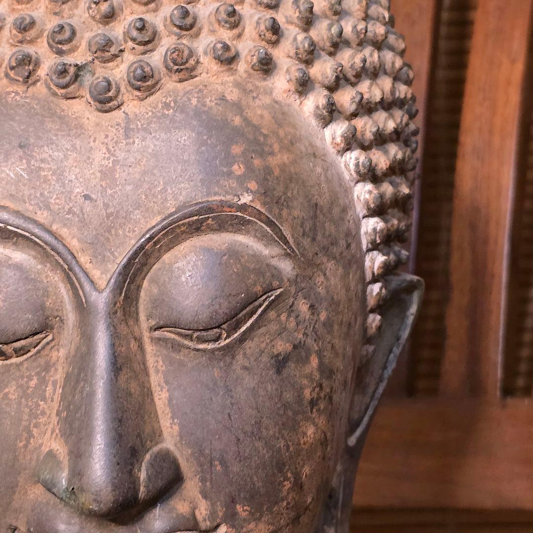 仏頭　レプリカ　タイ　スコータイ　金属製 40cm