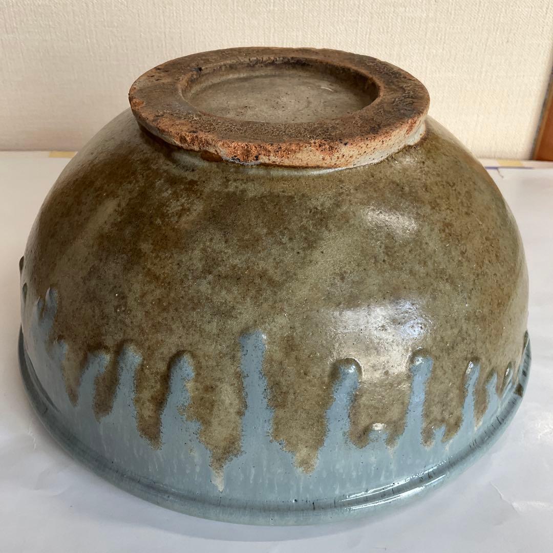 松代焼岡田窯　青釉薬片口　明治中期から大正初期頃