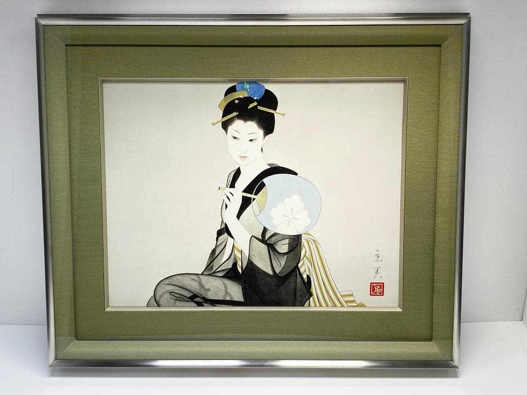 志村立美 涼 ジグレー 日本画 美人画 F10　保証書付