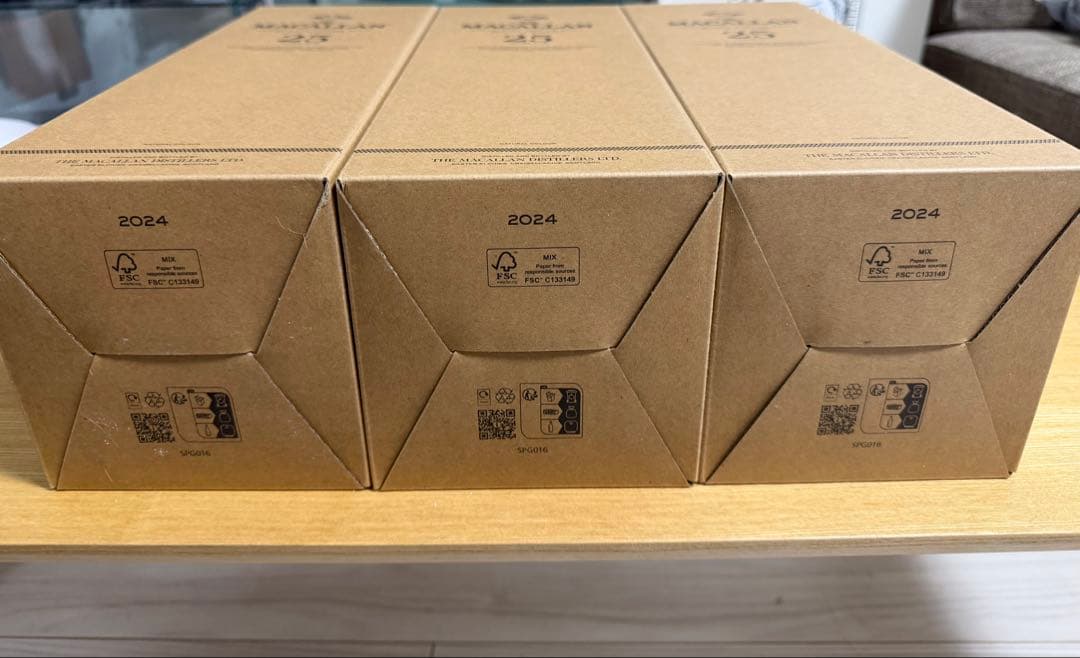 25年 マッカラン 空瓶、木箱付き、2024年 3セット