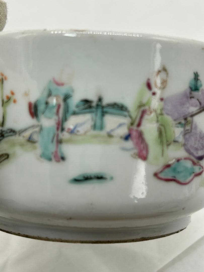 中国　清時代　粉彩人物紋急須　同治年製　送料込み1213