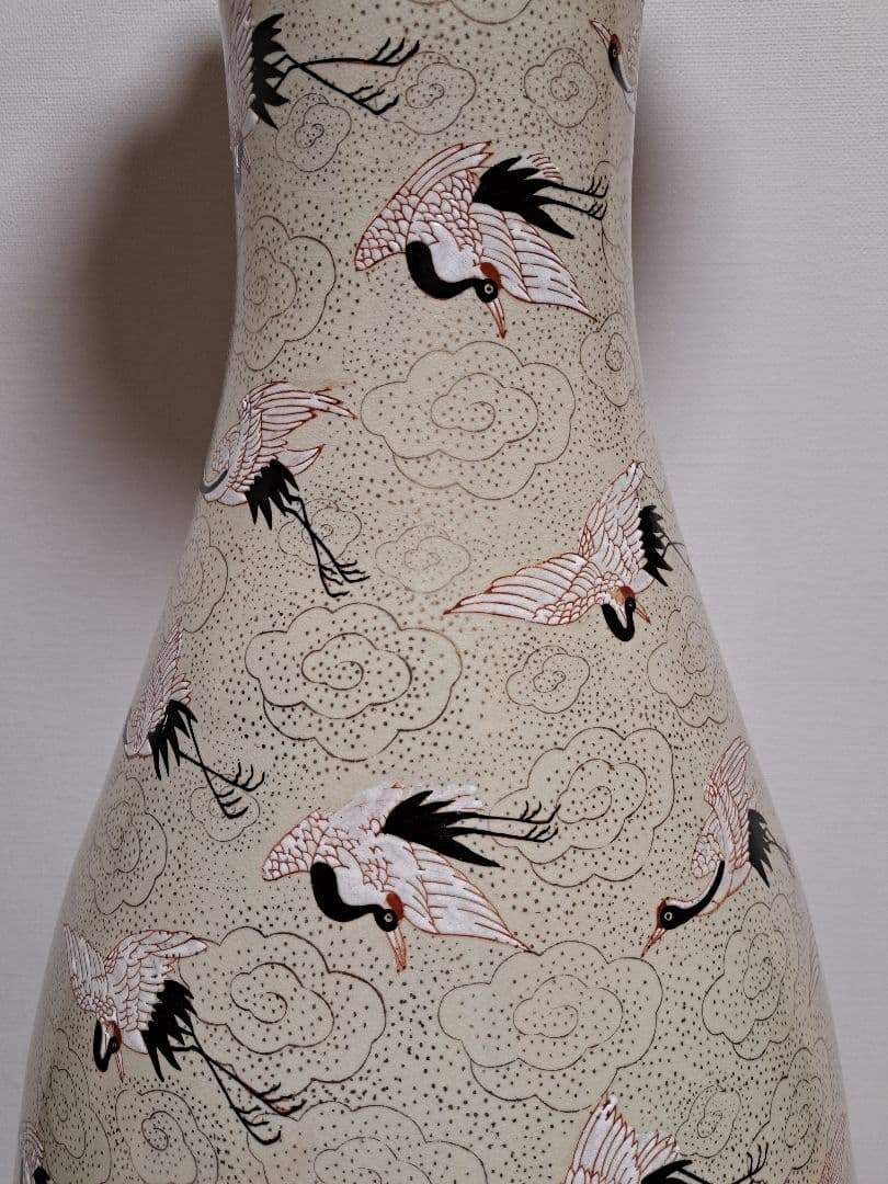 【直接お渡し】絢爛豪華 花口壺 57羽鶴絵 大型142㎝