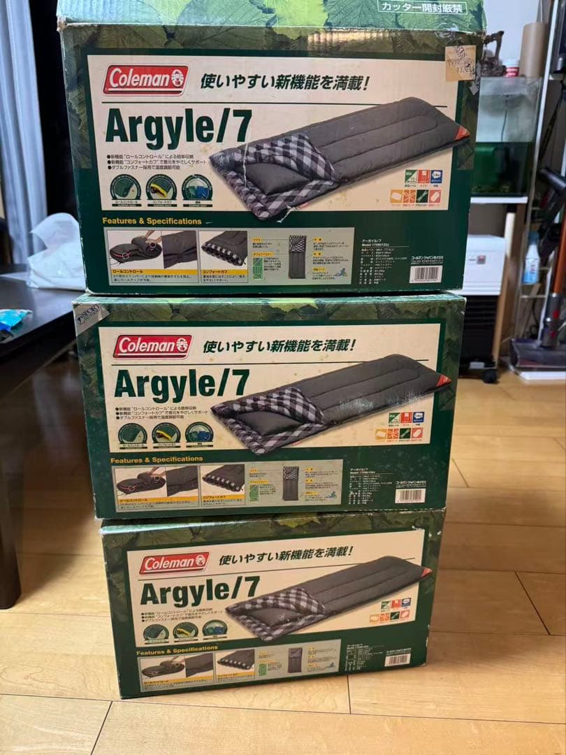 三点まとめ売り　コールマン　シュラフ　枕付き　アーガイル