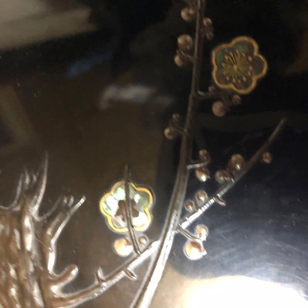 漆　蒔絵　お盆　アンティーク　梅と松