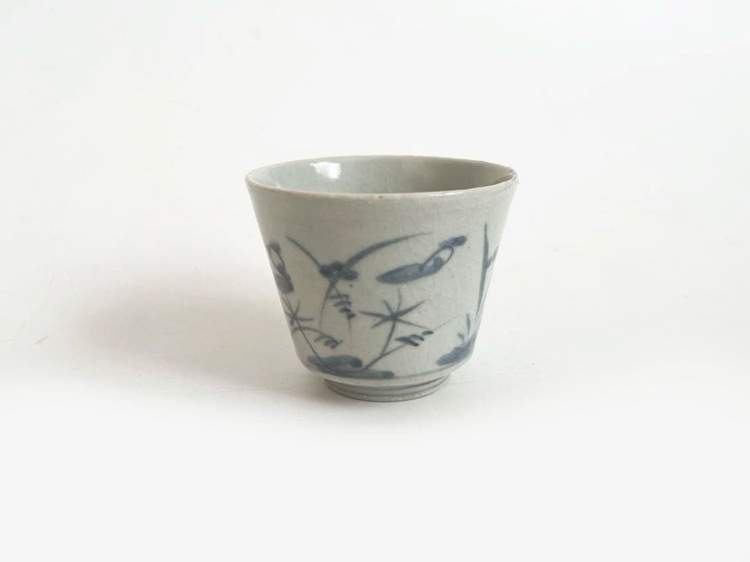 骨董　アンティーク　古伊万里　染付　蕎麦猪口　高台付　共色直しあり