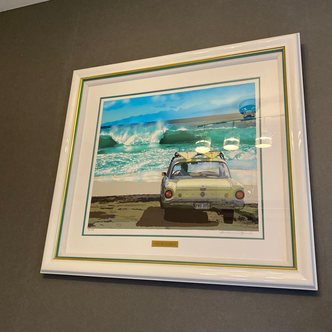 ビーチとクラシックカーのアート