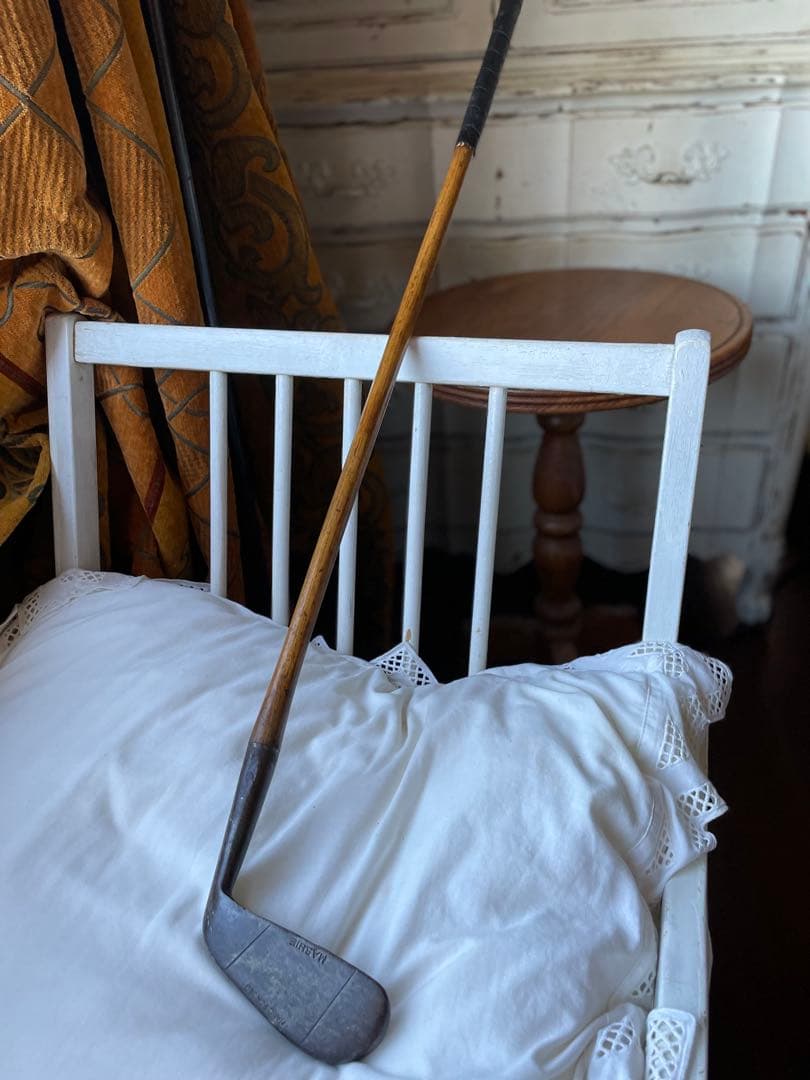 アンティーク　木製　ゴルフ　クラブ　ヒッコリー　アイアン　A　100年　アメリカ