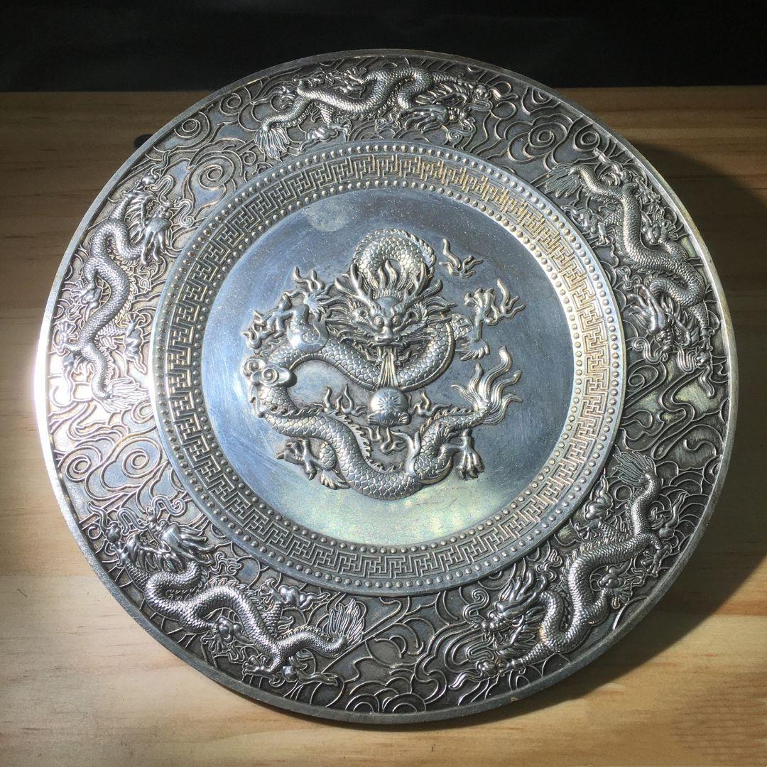 銅 細工 干支竜盆 九龍盤 リビング玄関 開運 風水 招財 置物 工芸品