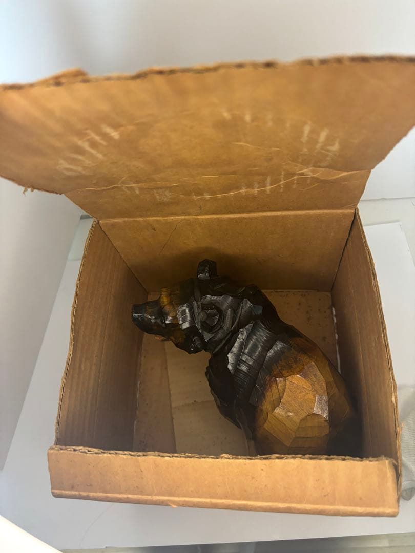 [美品] 木製　熊　貞光作　北海道八雲　￼木彫り　紙箱