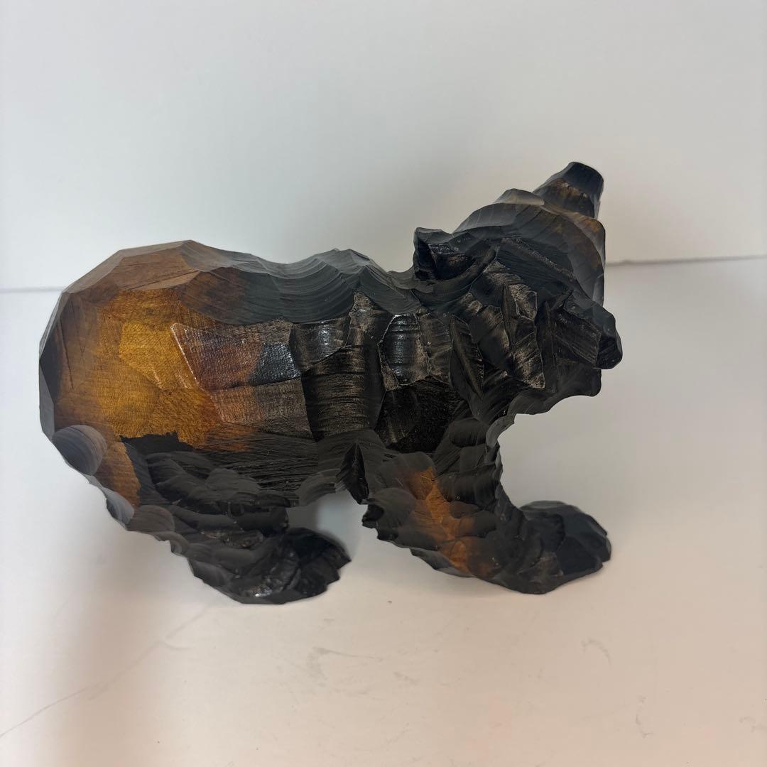 [美品] 木製　熊　貞光作　北海道八雲　￼木彫り　紙箱