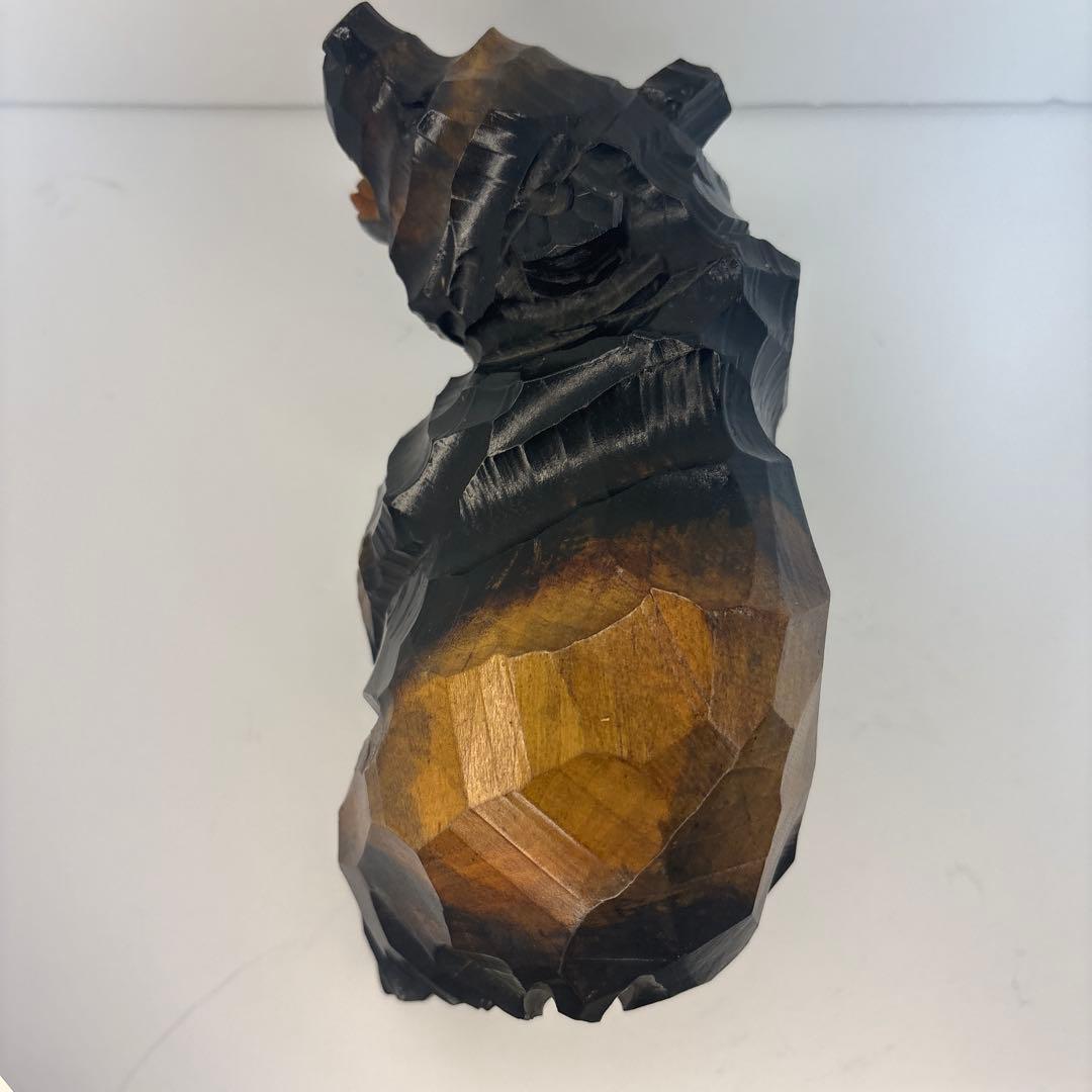 [美品] 木製　熊　貞光作　北海道八雲　￼木彫り　紙箱