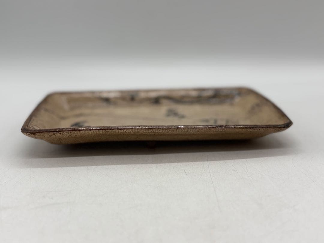 江戸　乾山　足付角皿　共箱　送料込み250611