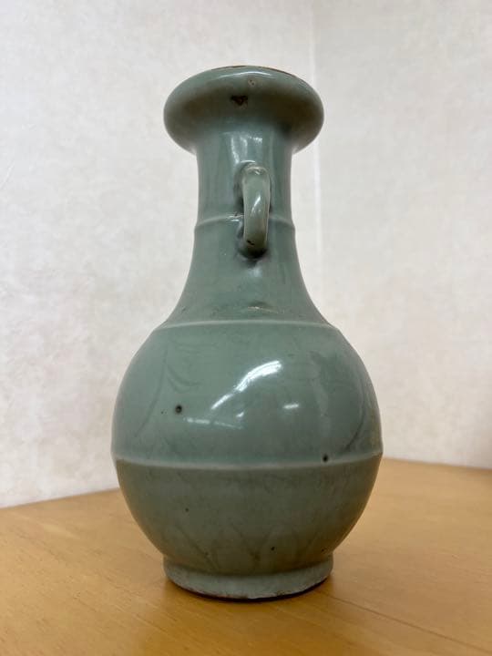 中国宋元竜泉窯刻花文龍耳瓶骨董唐物アンティーク古美術品コレクション江戸青磁