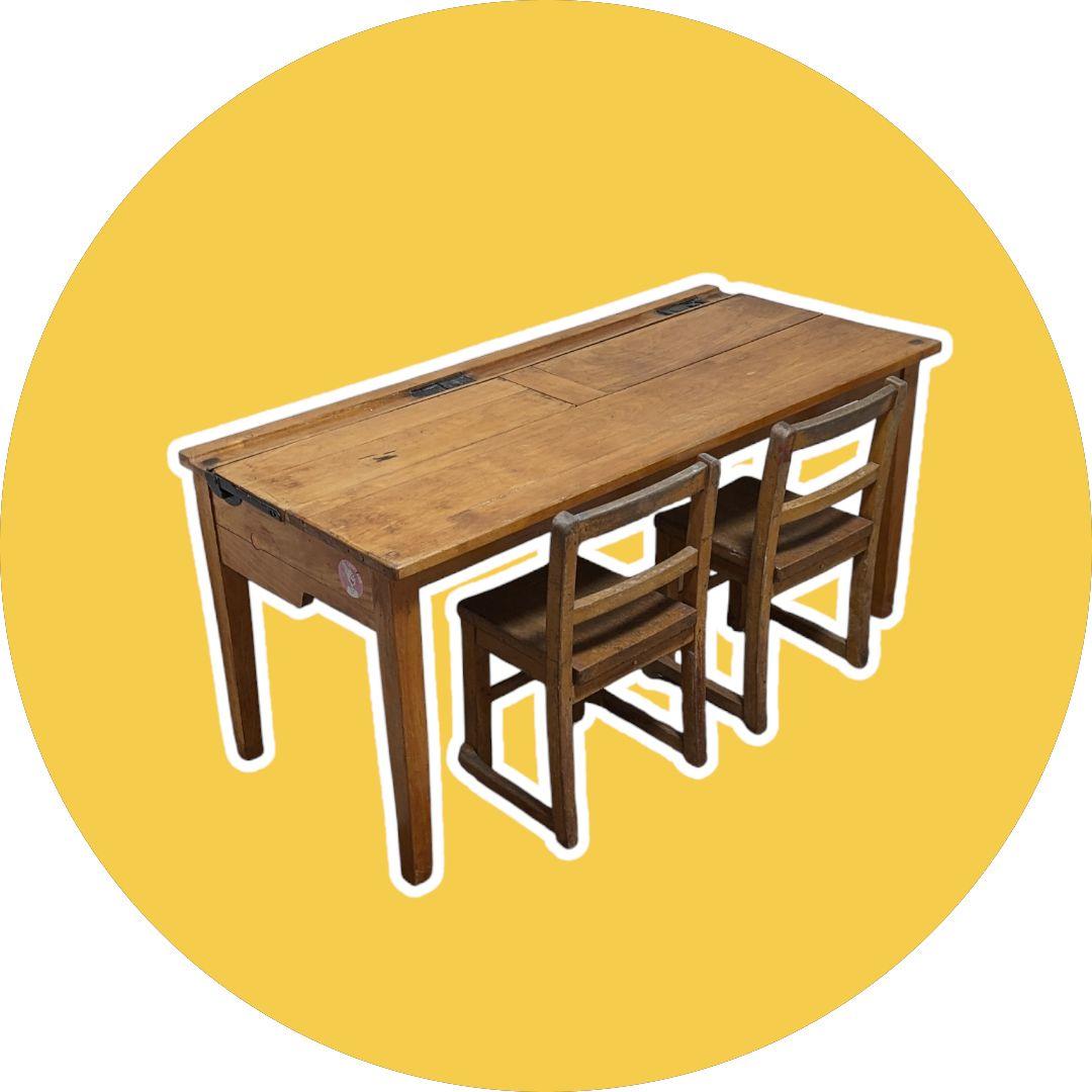 イギリスアンティーク　小学校の机　2人掛け　値引OK