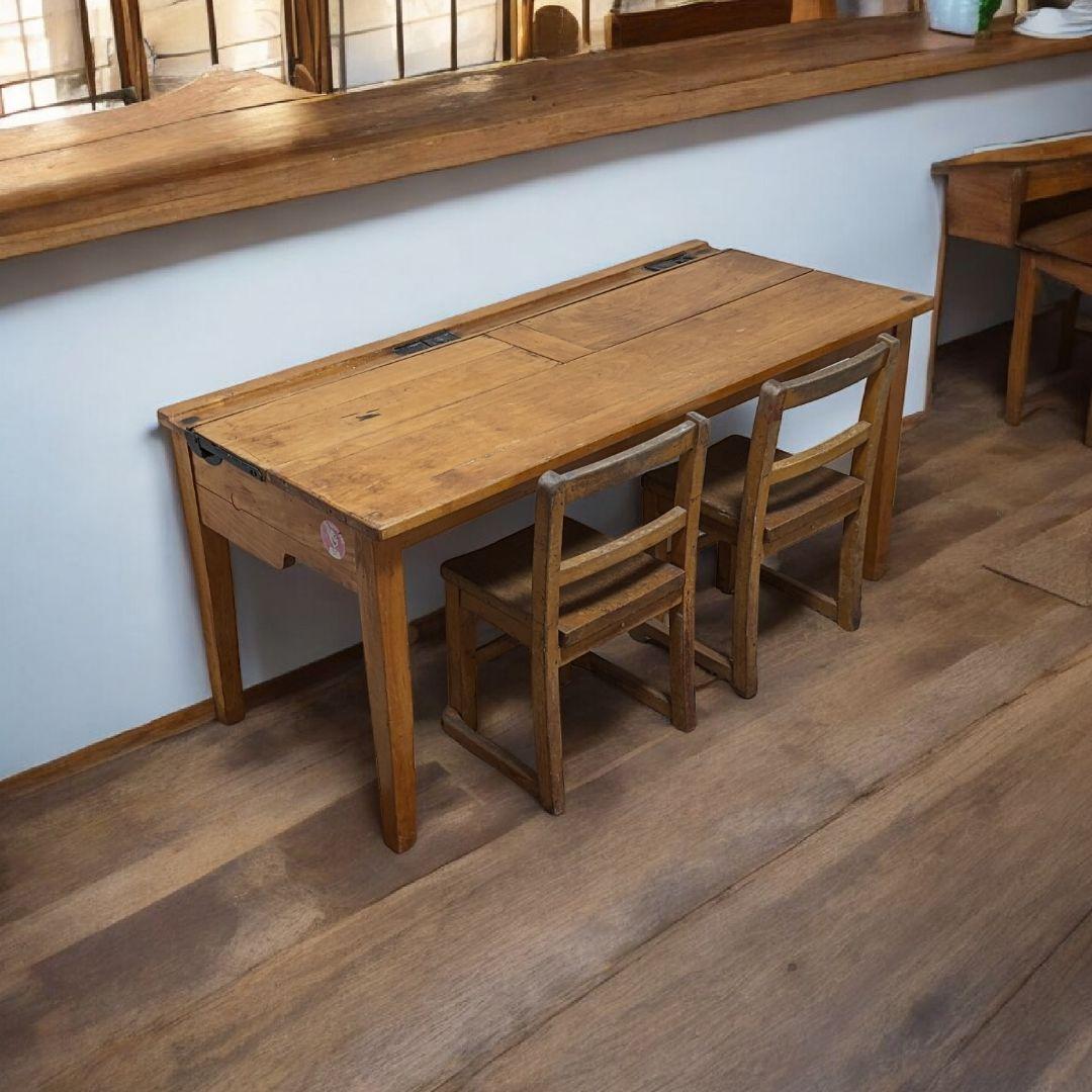 イギリスアンティーク　小学校の机　2人掛け　値引OK