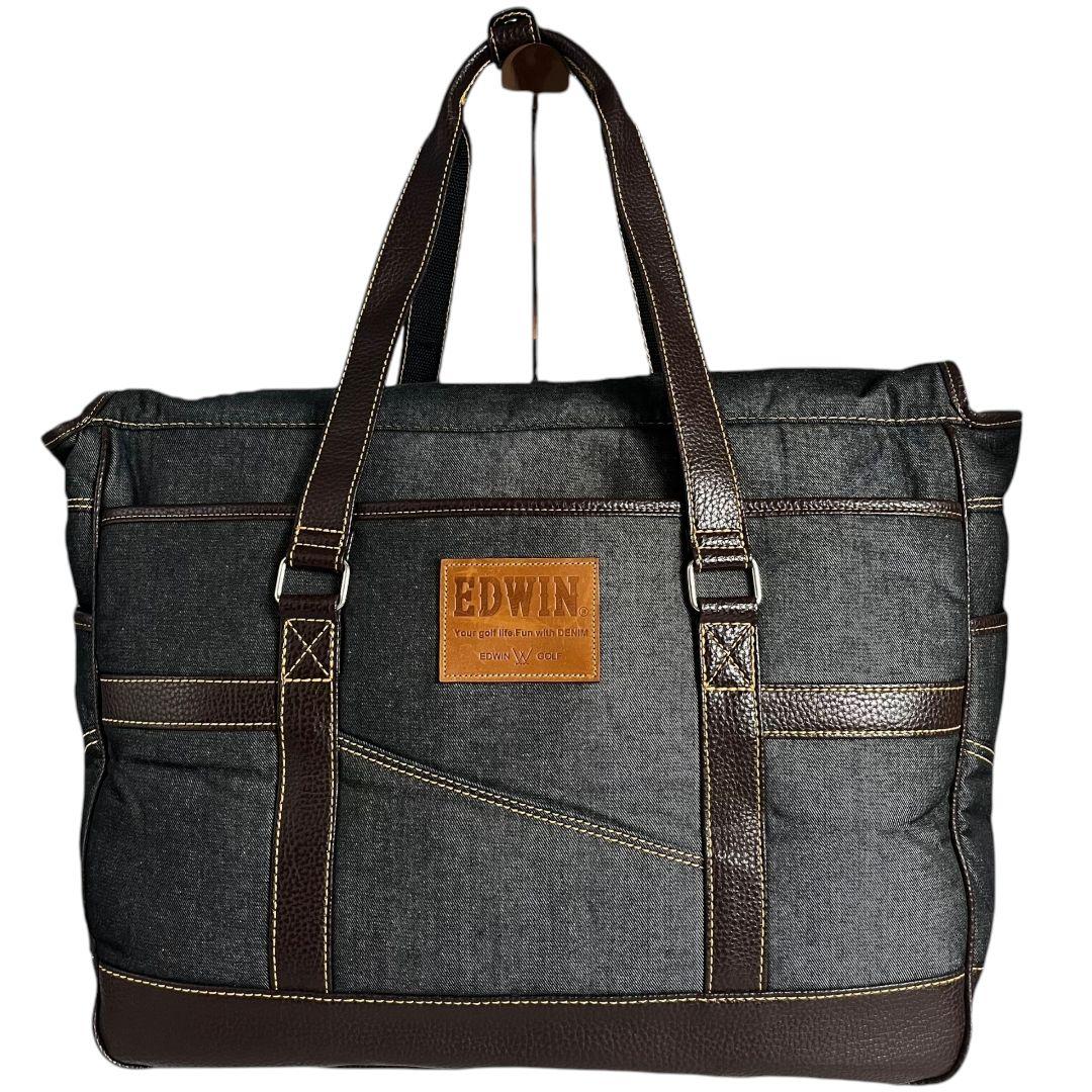 未使用✨エドウィンゴルフ　ボストンバッグ　ナイロン　PVCレザー　肩掛　デニム