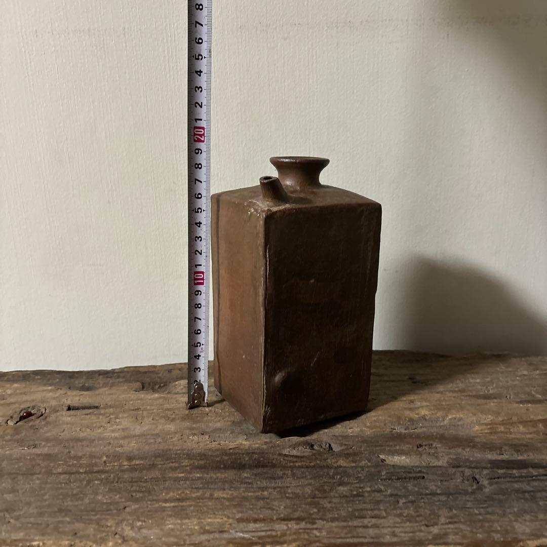 四方型徳利 江戸末期　古備前　酒器 花器　古道具 アンティーク 古民芸　検:李朝