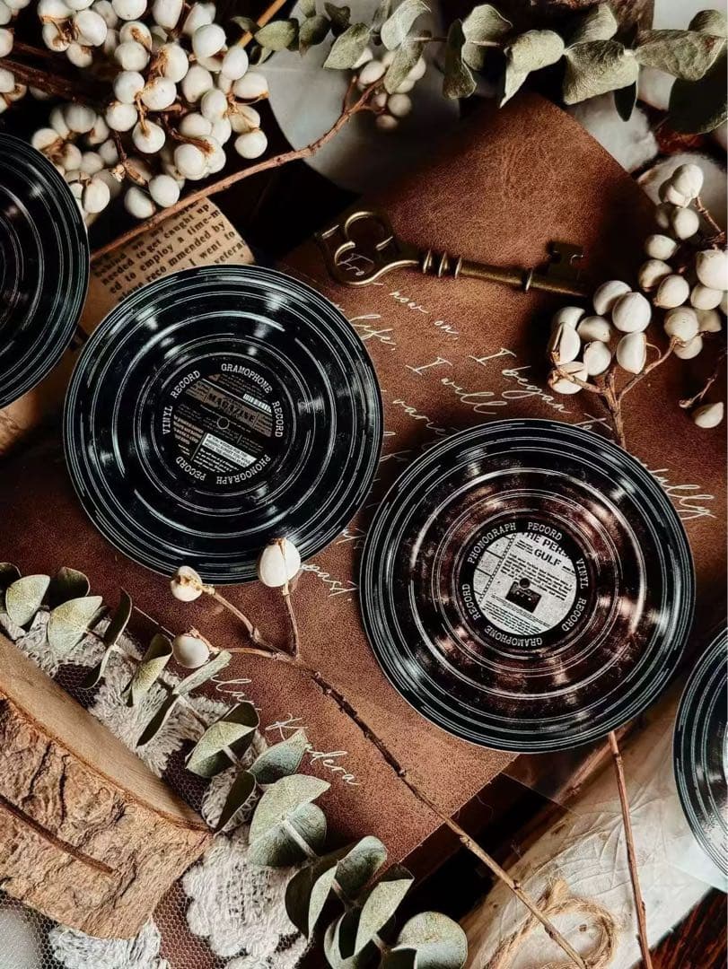 霖蓝汐原创手账《黑胶唱片》海外マスキングテープ　マステ 【2653】