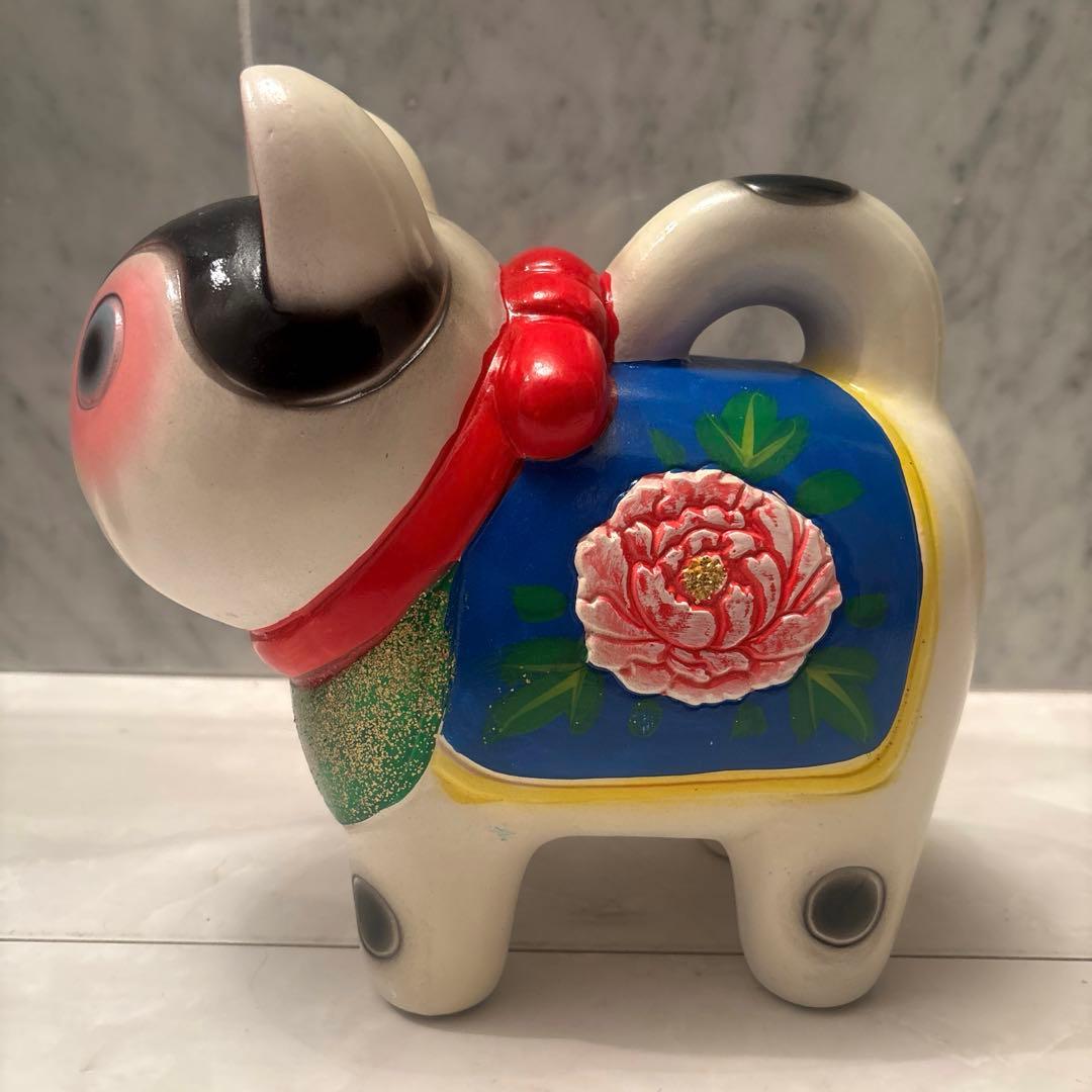ヴィンテージ　伝統工芸品　お顔が可愛い過ぎる張子の犬の陶器
