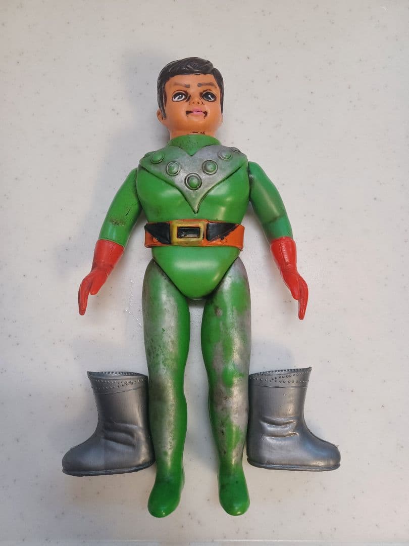 旧バンダイ サンダーマスク 面取れ ソフビ 当時物