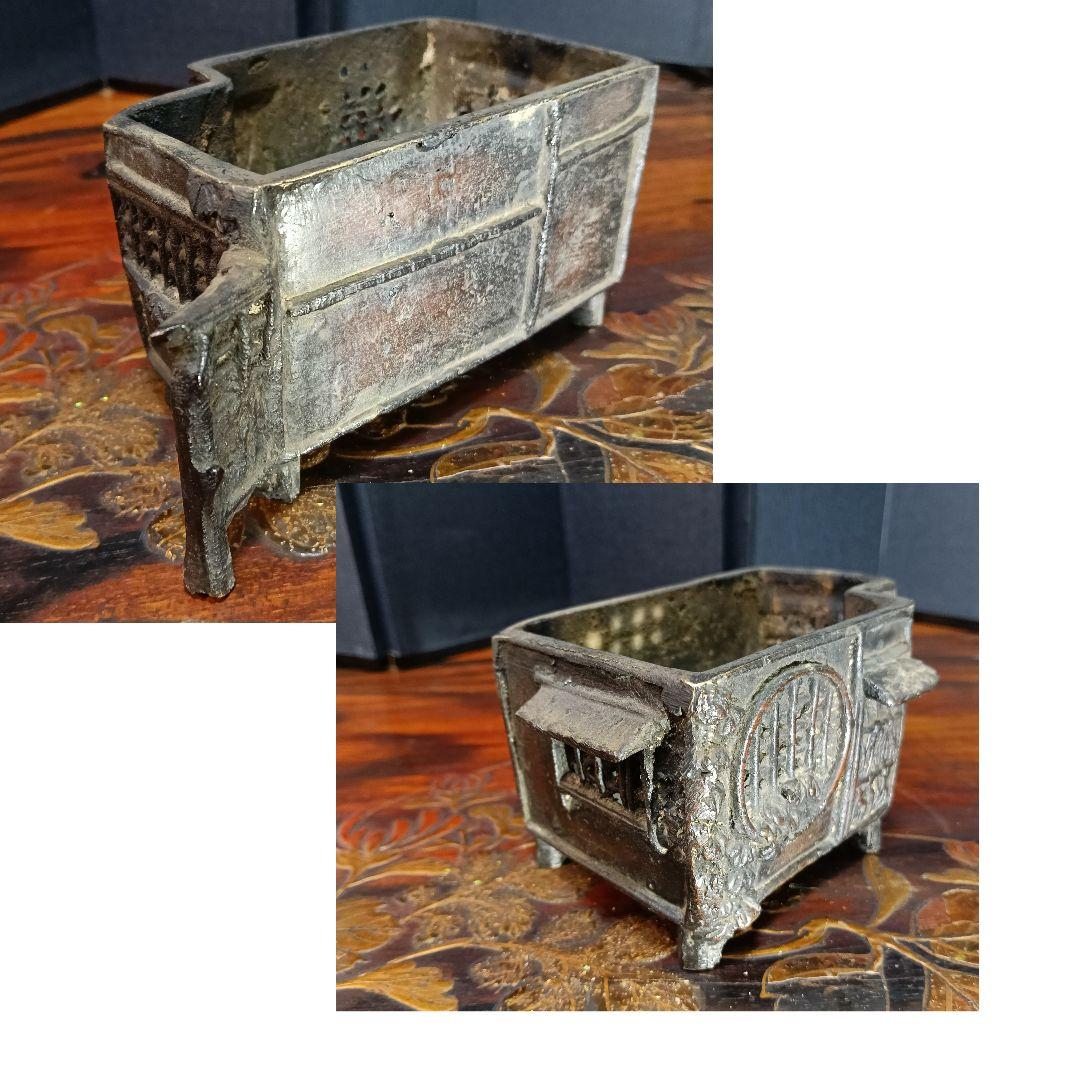 AO72 葛屋香炉 銅製 芦屋式香炉 銘有り 藁葺屋 古民家香炉 木箱