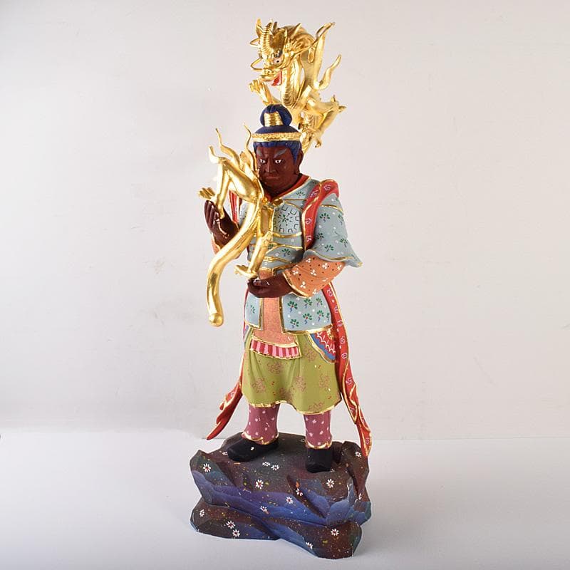 仏教美術　彩色木彫　二十八部衆像　難陀龍王像　歓喜龍王像　仏像　U　R7777B