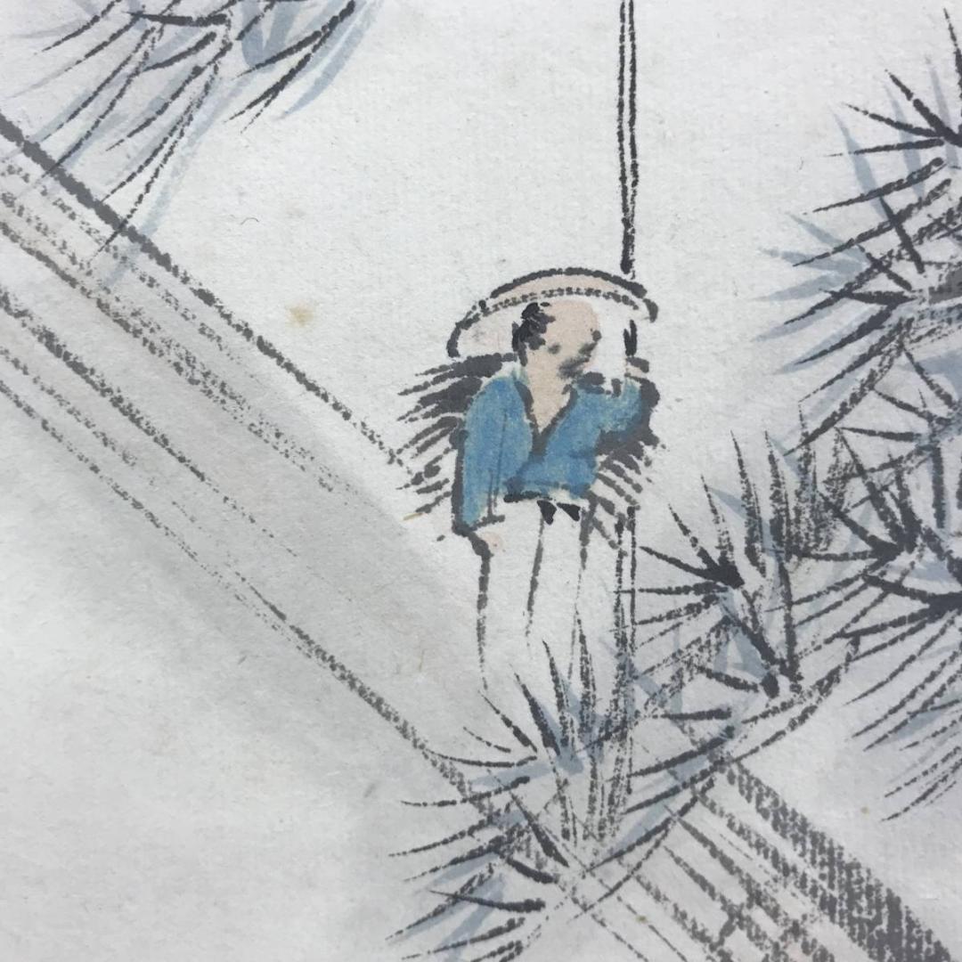 真作/奥本青雲/嵐山秋色図/保津川下り図/山水図/掛軸☆宝船☆AE-418