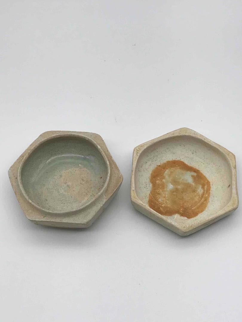 北宋時代　青白磁貼花花文合子　香盒　香合　影青　茶道具　香道具(F-55)