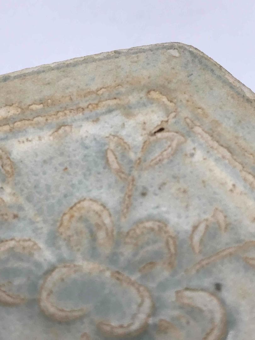 北宋時代　青白磁貼花花文合子　香盒　香合　影青　茶道具　香道具(F-55)