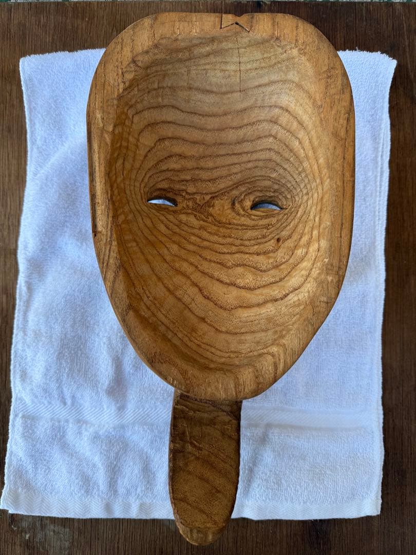 【O-2025】仮面 翁 工芸品 民芸品 木製 木彫り