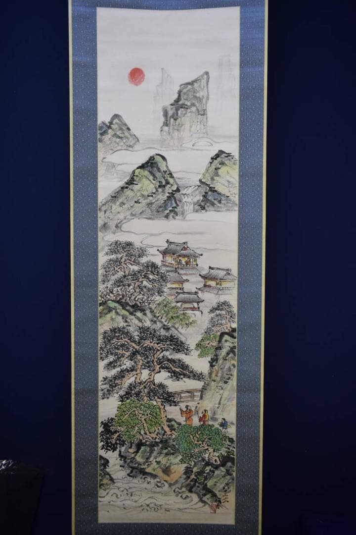 不詳/作者不詳/蓬莱仙境図/桐共箱付/布袋屋掛軸HH-452