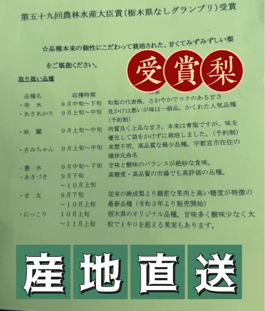 ランランページ　栃木県豊水梨　10キロ入り2箱