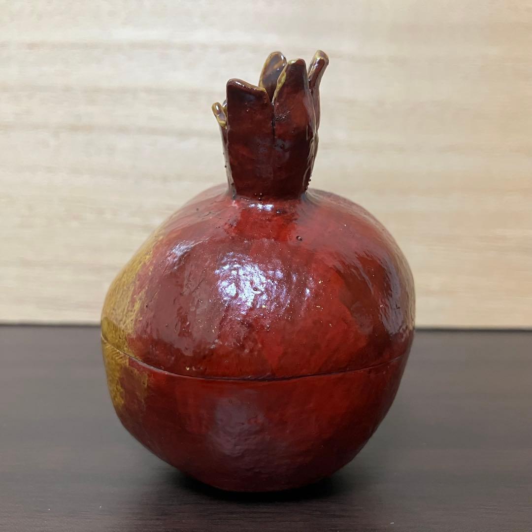 柘榴香合【茶道具/乾漆/金箔/ざくろ/骨董品/古美術/工芸品】
