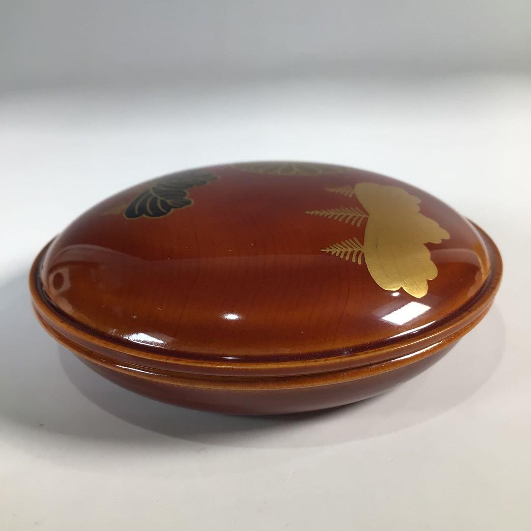 Ｎ７９　香合　『塗師　聡春作』『飛騨春慶塗』『高台寺蒔絵』『丸香合』　共箱