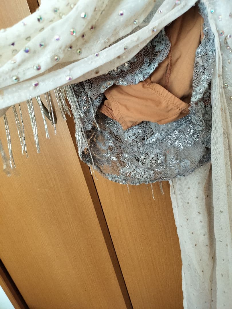 社交ダンス ♪ タカダンス 製 プロ着用 ラテンドレス シルバー