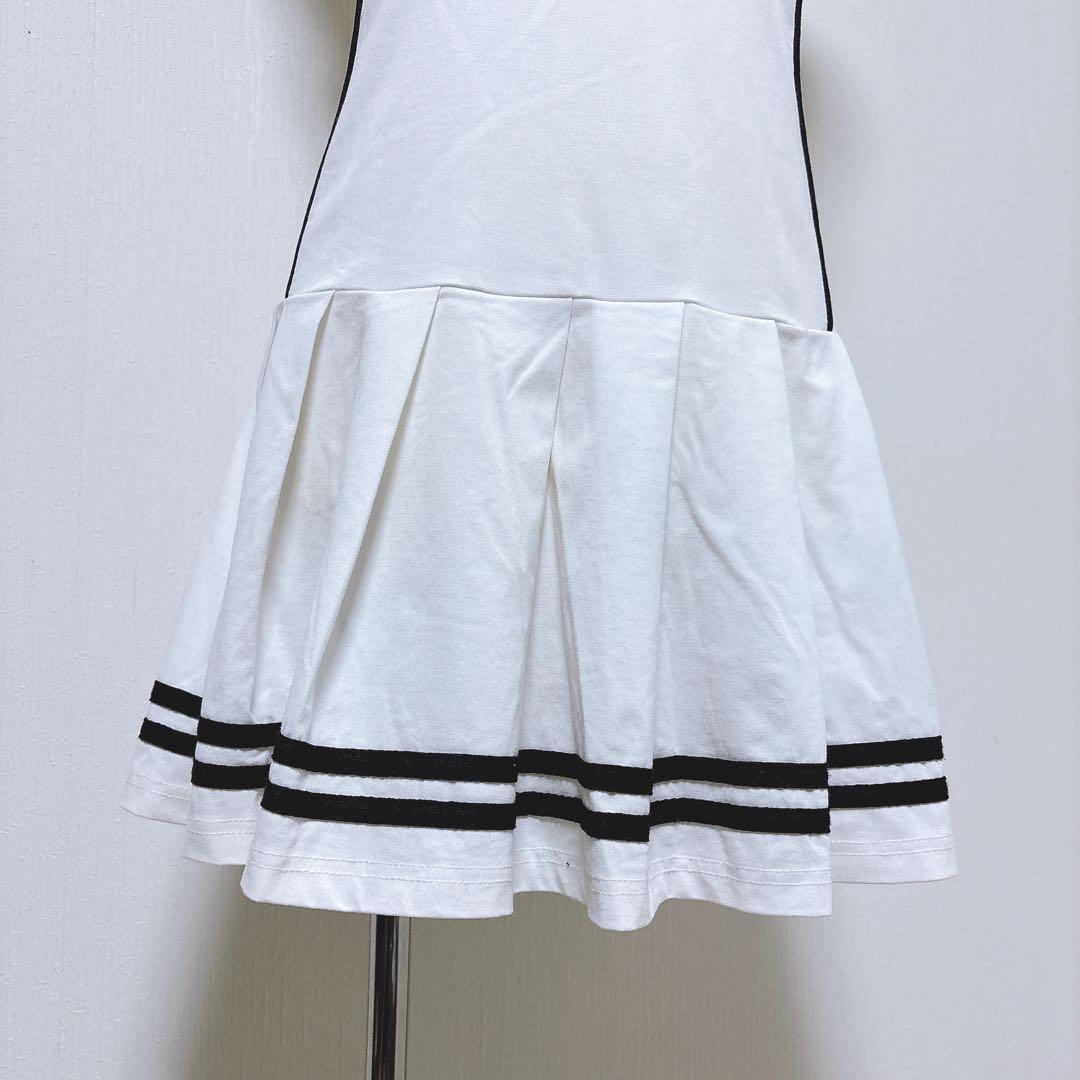 【マークアンドロナ】美品 セミプリーツワンピース ゴルフワンピース ホワイト S