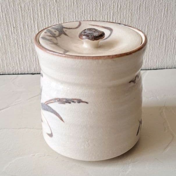 志野焼　銘あり 稲穂文 水指/茶碗/香合　絵志野　骨董品 古美術