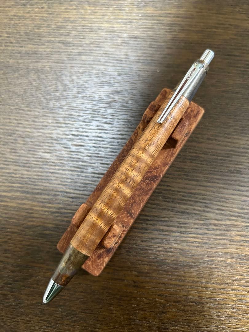 野原工芸 斑紋孔雀色 ハワイアンコアカーリー 固定式口金付属 MP シャーペン