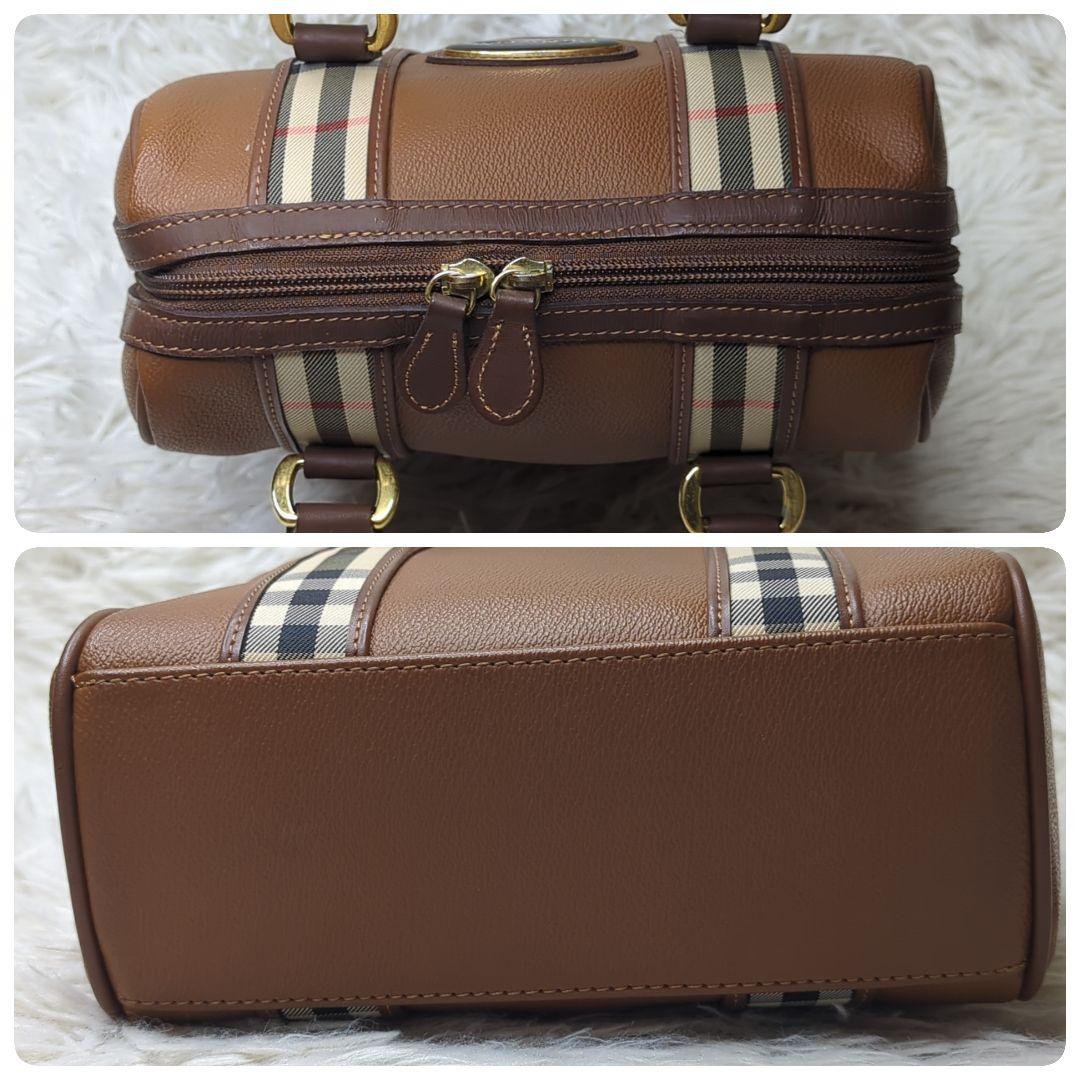 美品✨バーバリー シューズバッグ レザー ブラウン ノバチェック ゴルフ