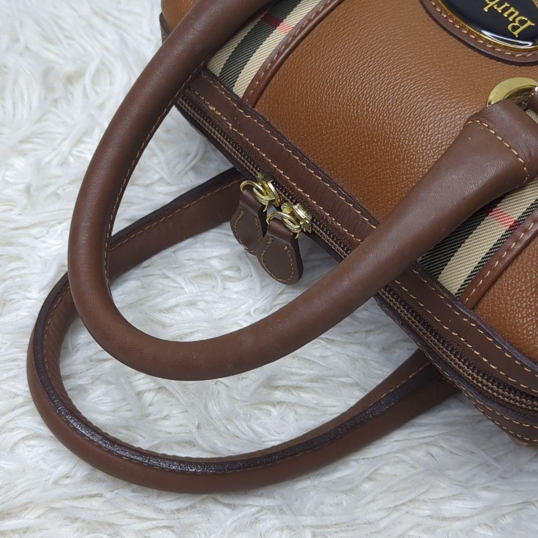 美品✨バーバリー シューズバッグ レザー ブラウン ノバチェック ゴルフ