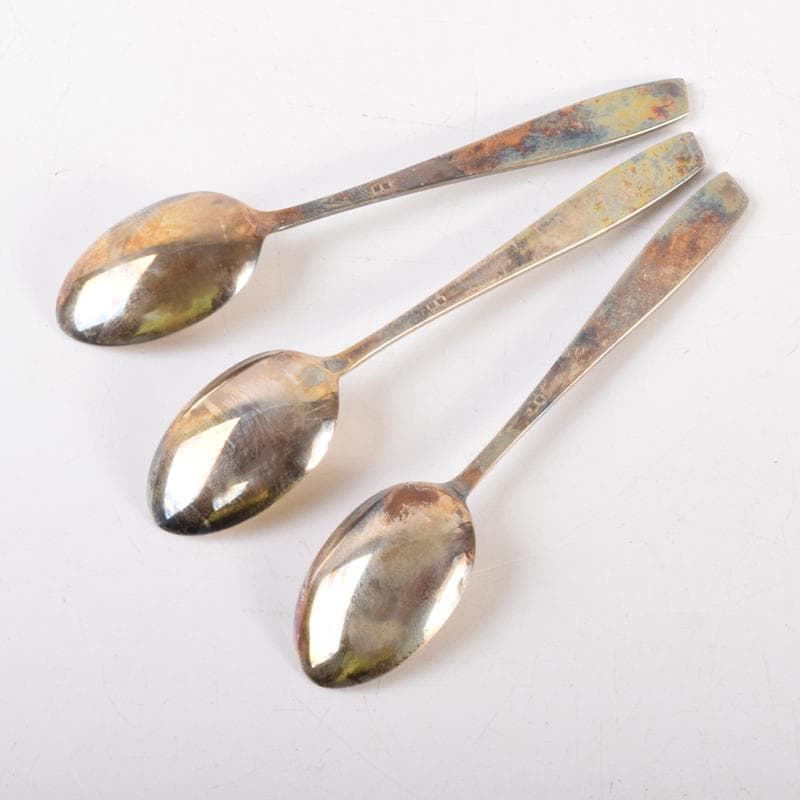 銀製　花刻　スプーン　3点　合計約47g　ケース付　N　6987