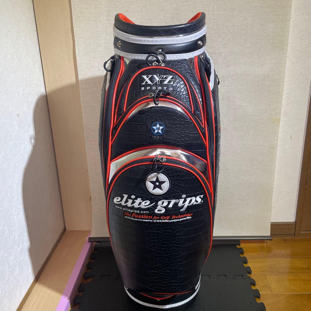 elite grips 1SPEED キャディバッグ 黒/オレンジ クロコ柄