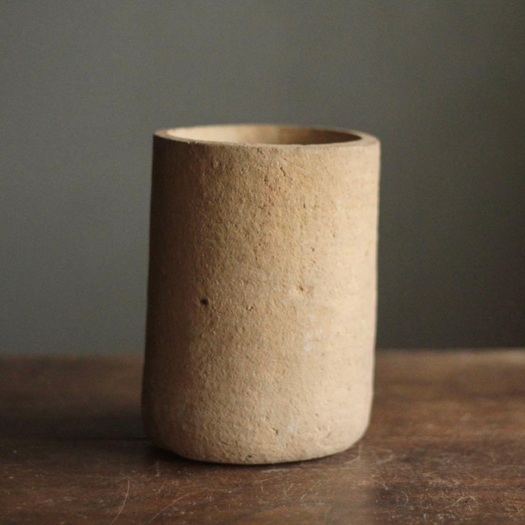 素焼き 筒 花器 花入 古道具 アンティーク 筒容器 オブジェ